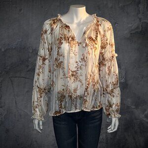 Flowy Blu Pepper Sheer Peasant Blouse Size M